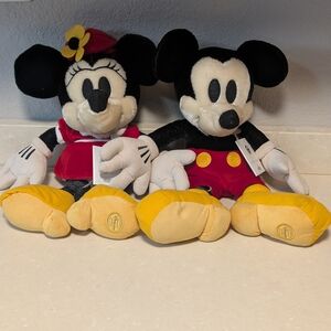Disney Vintage Mickey and Minnie Mouse Large Plush.